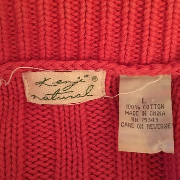 Kenji funnel neck cotton cardigan sweater coral - Picture 4 of 6